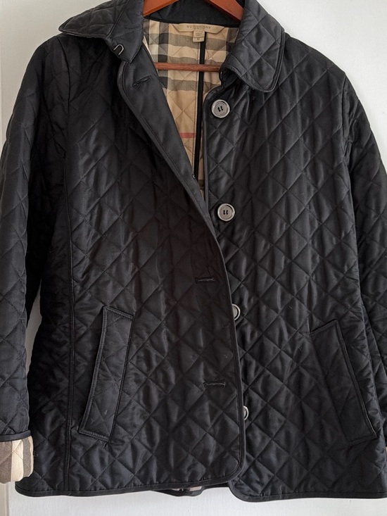 Burberry Jackets & Blazers - Burberry Black Quilted Puffer Jacket with Signature Check Trim